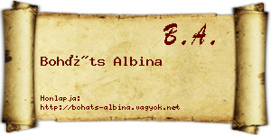 Boháts Albina névjegykártya